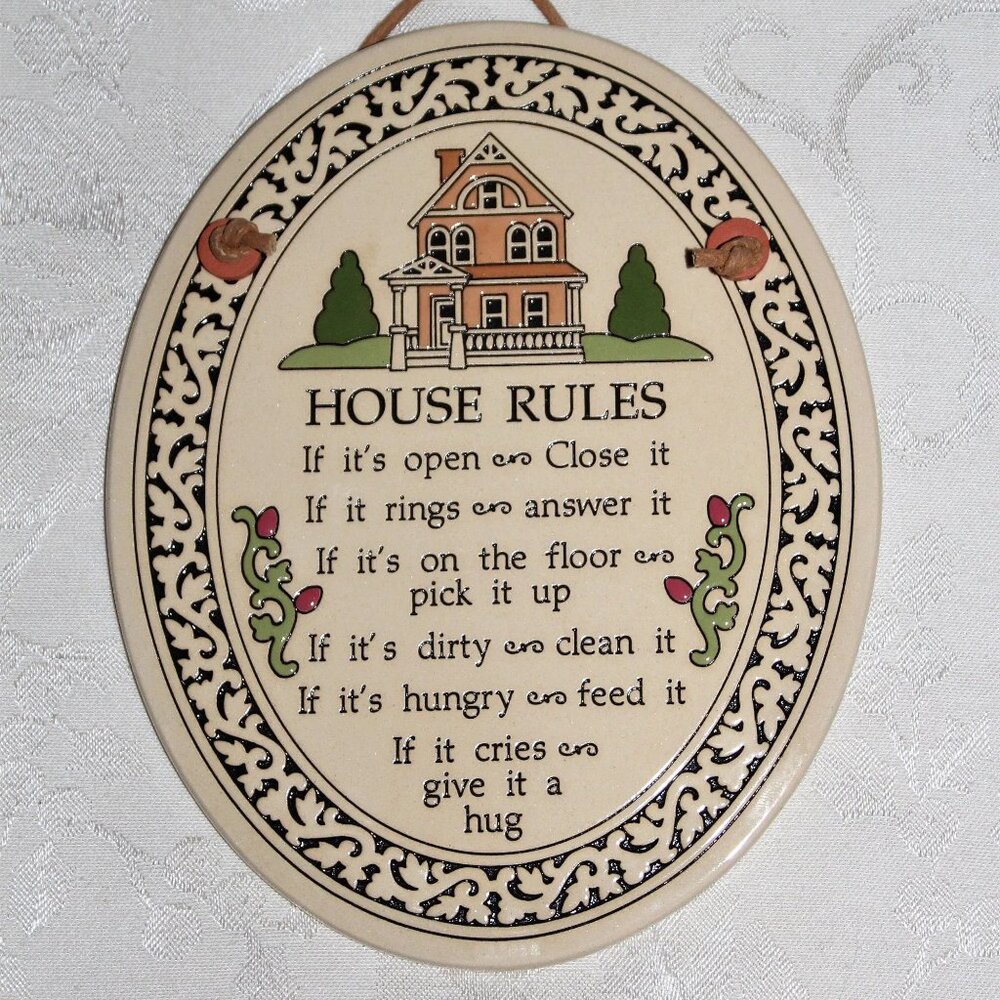 House Rules Plaque | Trinity Pottery | Wall Hanging | Kitchen Decor